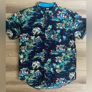Star Wars Men's The Mandalorian Grogu Baby Yoda Hawaiian Button Up Shirt, Medium